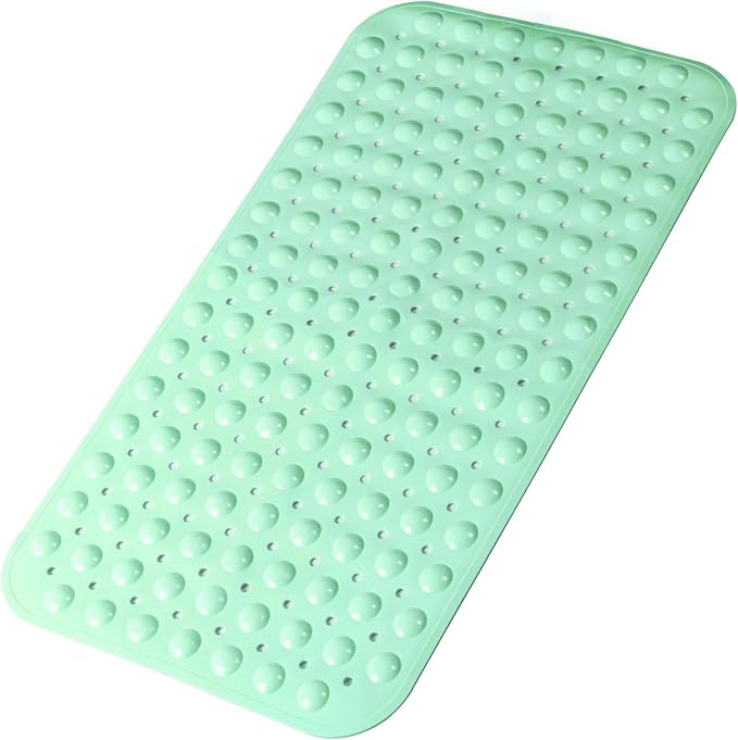 Bathtub and Shower Mats, 28 x 15 Inch Non-Slip Bath Mat, Machine Washable Bath Tub Mat with Suction Cups & Drain Holes for Bathroom, Beige