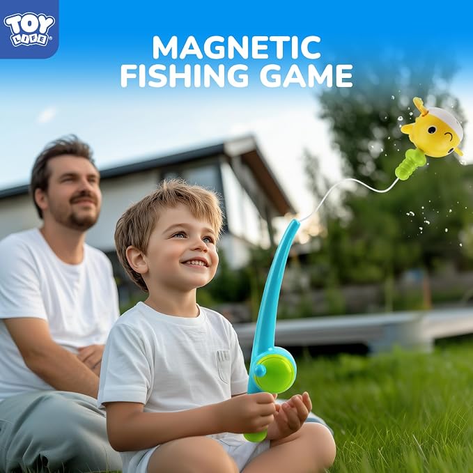 TOY Life Bath Toys for Kids Ages 1-3, Magnetic Fishing Game with Mold Free Wind Up Bath Toys for Toddlers 1-3 & Toy Fishing Pole & Fishing Net, Water Table Pool Fun Bathtub Toys for Baby Infant
