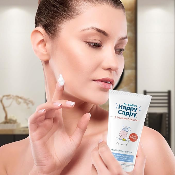 Happy Cappy Moisturizing Cream - Baby Eczema Cream, Eczema Lotion for Kids, Pediatrician-Formulated, Gentle, Paraben Free, Hypoallergenic, Soothes Dry Skin - 6 Fl Oz (Pack of 2)