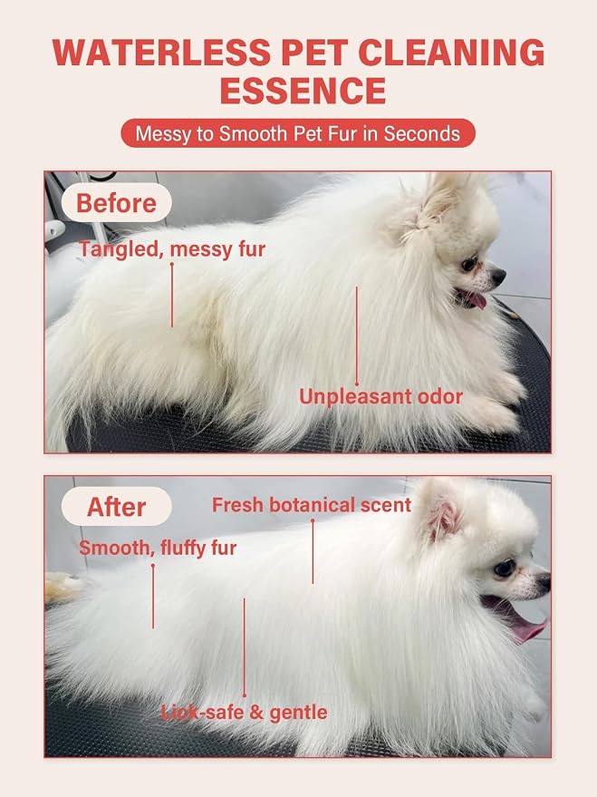 Concentrated Waterless Dog Shampoo & Cat Dry Shampoo, No Rinse Pet Grooming Serum, Plant-Based Gentle Formula, 8x12ml(0.4fl.oz) Travel Tubes, 4 Plant-Derived Scents for Sensitive Puppy Kitten