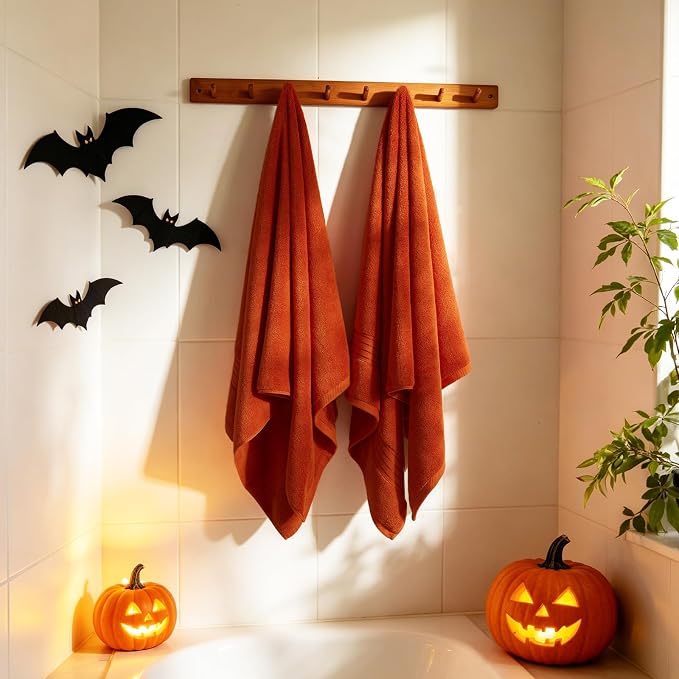 COZYART Luxury Bath Towels 4 PCS, 27x54 650 GSM Turkish Cotton Burnt Orange | Zero Twist 100% Ring Spun Cotton, Fluffy, Ultra Soft, Super Absorbent, Quick Dry, Large Towels for Hotel Spa Bathroom Shower