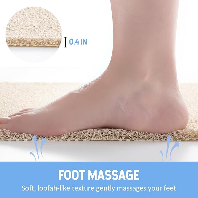 Hargiis Non-Slip Bathtub Mat, Anti Slip Shower Mat, Fast Drying Bathtub Mats, Foot Scrubber Mat, Anti Slip Mat for Tub, Floor, Bathroom, Kitchen, Home, Hotel (Beige 40"×28")
