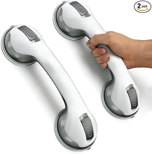 Grab Bars for Showers and Bathtubs 2 Pack, 12 Inch, Yenisyea | Suction Cup Shower Handles for Elderly and Seniors, Heavy Duty Shower Safety Bars for Bathroom Removable No Drill