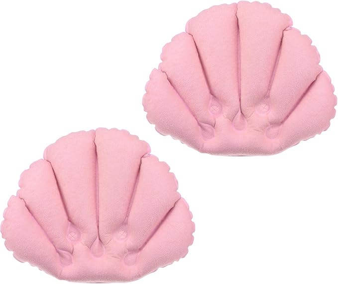 M METERXITY 2 Pack Inflatable Bath Pillow - Ultralight Inflatable Compressible Pillow with Suction Cups, Neck Support, Apply to Bathtub (Pink)