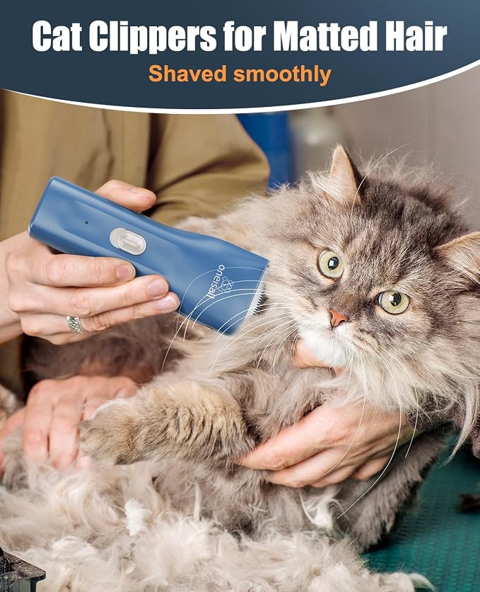 oneisall Pet Clippers for Cat Matted Hair, Quiet Pet Shaver for Cats | Waterproof Cordless Cat Clippers for Matted Long Hair with Storage Bag,Lightweight and Easy to Use for Cat, Pet, Small Dog