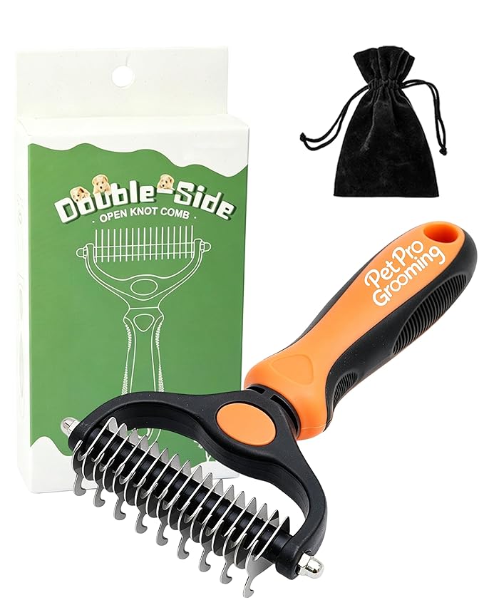 Tool, 2-In-1 Double-Sided Grooming Tool, Pet Shedding Remover Rounded-Tooth Comb For Painlessly Removing Knots And Loose Hair (Orange-Large)