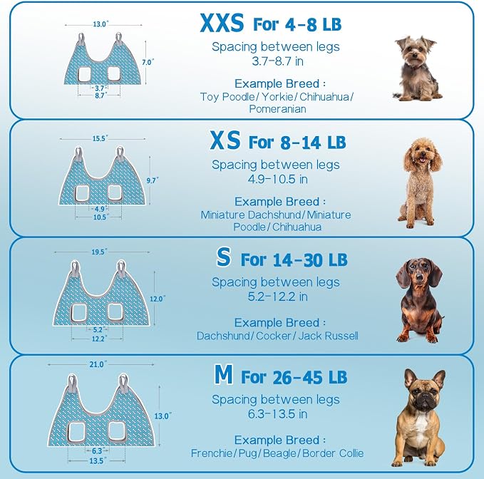 Supet Dog Grooming Hammock Harness for Dogs Cats, Relaxation Pet Nail Clipper Hammock, Restraint Dog & Small Animal Leashes Sling for Groomingk for Nail Trimming (Coral Blue, 2XS)