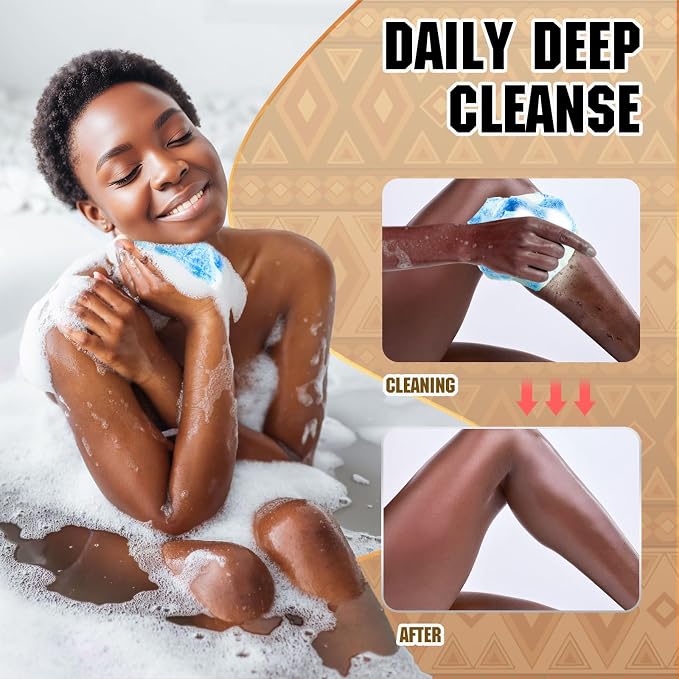 Authentic African Net Sponge - 2 Pieces Deep Clean Exfoliating Sponge - Soft Weave for Gentle Exfoliation, All-Skin-Type Shower Accessory (Rose Red Blue)