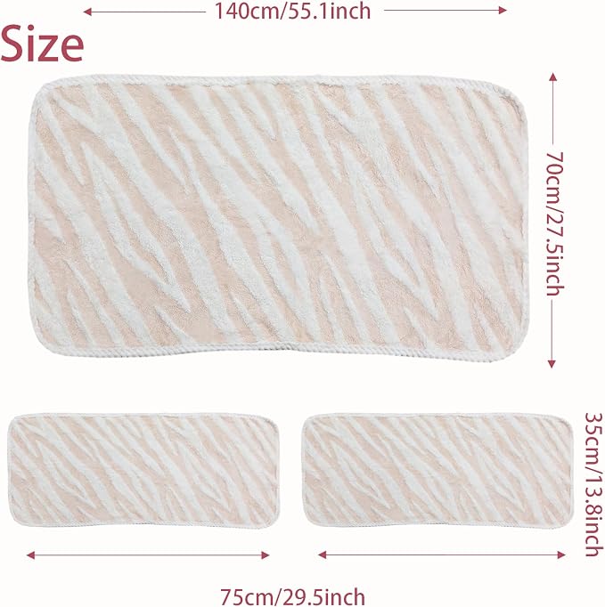 USTIDE 3 Pieces Animal Print Towels Zebra Strips Print Bath Towels Absorbent Soft Towels Set for Bathroom Gym Bath Sheets (Pink,1 Bath Towel+2 Hand Towels)