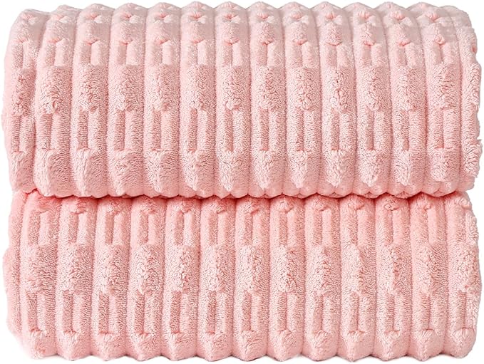 40x80 Inches Oversized Bath Sheets Extra Large Bath Towels Set of 2 for Adults Super Soft Quick Dry Light Weight Lint Free Absorbent Stripe Hanging Loop Microfiber Shower Towels (Pink, 2pcs)