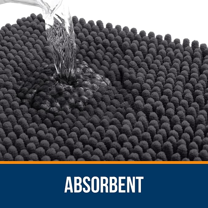 OLANLY Large Bathroom Rugs 44x32, Extra Soft Absorbent Chenille Bath Rugs, Rubber Backing Quick Dry, Machine Washable Bath Mats for Bathroom Floor, Tub and Shower, Home Decor Accessories, Dark Grey