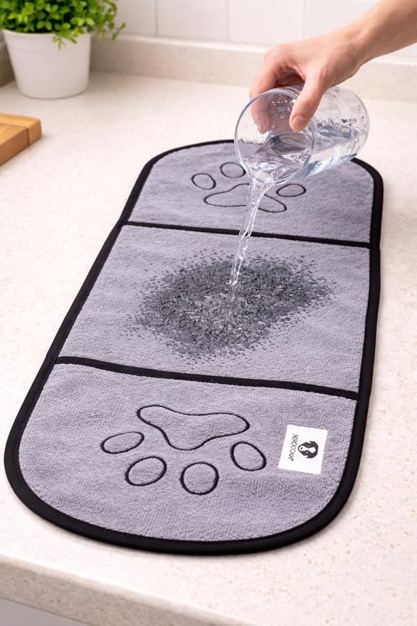 Dog Drying Towel with Hand Pockets, Ultra Absorbent Microfiber Dog Towel for Bath Time, Quick Dry Pet Towel for Small, Medium & Large Dogs, Soft & Lightweight (Grey)