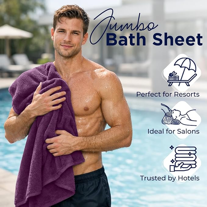 DAN RIVER Pack of 1 Bath Sheet 40x80 Inches, Oversized Quick Dry Towel, Soft Luxury Towels for Bathroom - Purple Passion