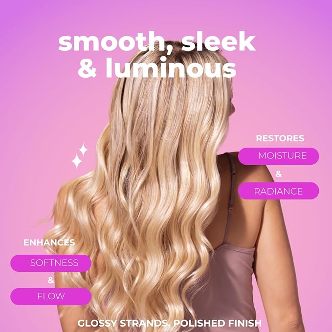 Luseta Glossy Pearl Hair Care Set, Smooth & Shine for Dull Hair | Shampoo & Conditioner (16.9oz×2), Hair Oil (3.38oz), Moisture Care, Easy Detangling, Healthy-Looking Shine, Sulfate Free