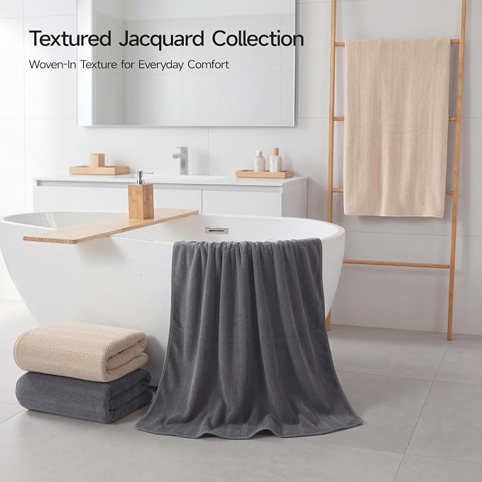 ecolook 4 Pack Microfiber Bath Towels, 31 x 63 inches Extra Large Bath Towel Set, Super Soft Highly Absorbent Bath Towels Set of 4, Quick Dry Lightweight Bathroom Towels for Spa, Pool, Gym