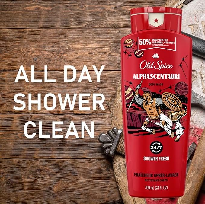 Old Spice Body Wash for Men, AlphaScentauri, Long Lasting Lather, 24.0 fl oz (Pack of 8)