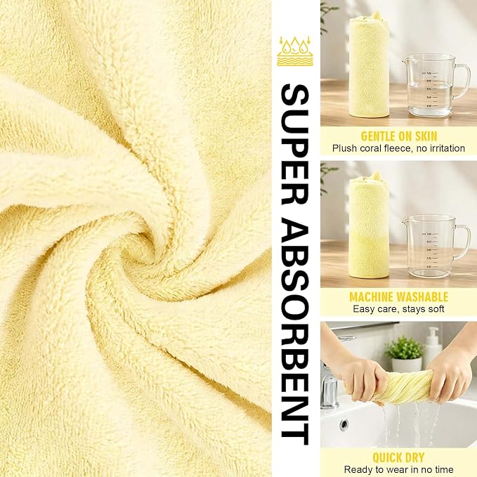 Dog Bathrobe Towel with Hood Super Absorbent Pet Bath Robe for Small Medium Dogs Quick Drying Doggy Bath Towel Coat with Adjustable Waistband Soft Pet Grooming Robe (Yellow, L(up to 22lbs))