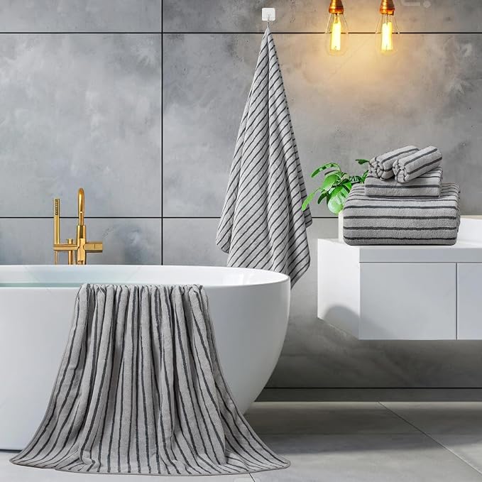 Mistyrose Bath Towels,4 Pack Dark Grey 35"x70" Large Bath Towel Microfiber Absorbent XL Bath Sheets Super Soft Towels for Bathroom Quick Dry Oversized Shower Towels for Family Hotel Spa Gym