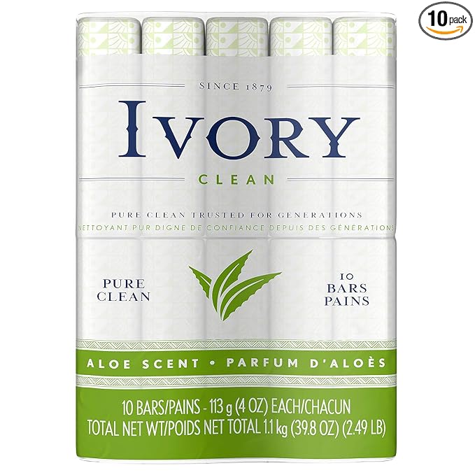 Ivory Bar Soap, Bath Size, Aloe 10 ea (Pack of 10)