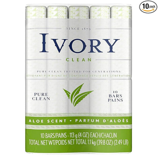 Ivory Bar Soap, Bath Size, Aloe 10 ea (Pack of 10)
