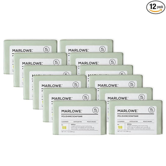 MARLOWE. Lightly Exfoliating Cleansing Soap Bar, Sage + Fir 7 oz (12 Bars) | Moisturizing Soap Bar that nourishes while it cleanses for soft, smooth, refreshed skin. Original Sage + Fir scent.