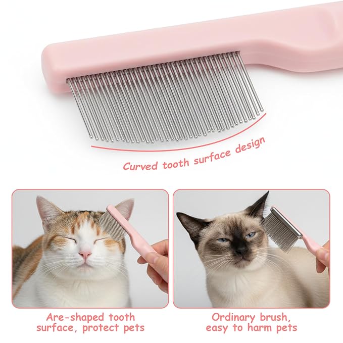 Stainless Steel Dog Eye Comb – Tear Stain Remover for Small Pets | Round-tip teeth for gentle detangling. Removes eye mucus, crust & fleas. Ideal for Yorkie, Shih Tzu, Maltese, Pomeranian