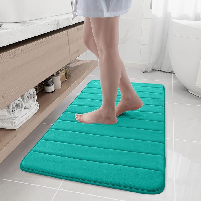 Buganda Memory Foam Bath Mat, 44" x 24", Ultra Soft Bathroom Rugs, Water Absorbent and Machine Washable Bath Rug Runner for Bathroom, Shower, and Tub, Teal