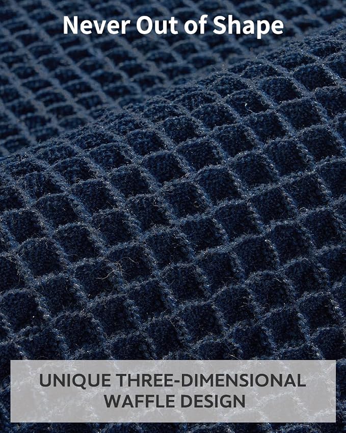 tchdio Waffle Bath Mat-Runner Rug, Super Absorbent Non Slip Bath Mats for Bathroom Machine Washable Long Rugs with Tassels, Bath Rugs for Bathroom Floor Beside Tub, 2' x 6'(24" x 72"), Navy Blue