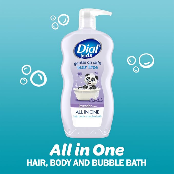 Dial Kids 3-in-1 Body+Hair+Bubble Bath, Lavender Scent, 24 fl oz (Pack of 4)