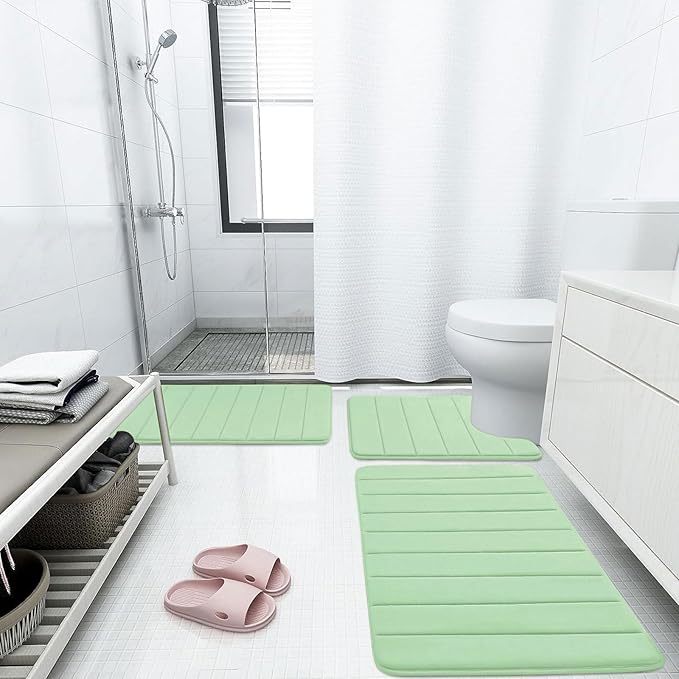 Buganda Memory Foam Bath Mat, 30" x 20", Ultra Soft Bathroom Rugs, Water Absorbent and Machine Washable Bath Rug for Bathroom, Shower, and Tub, Sage Green