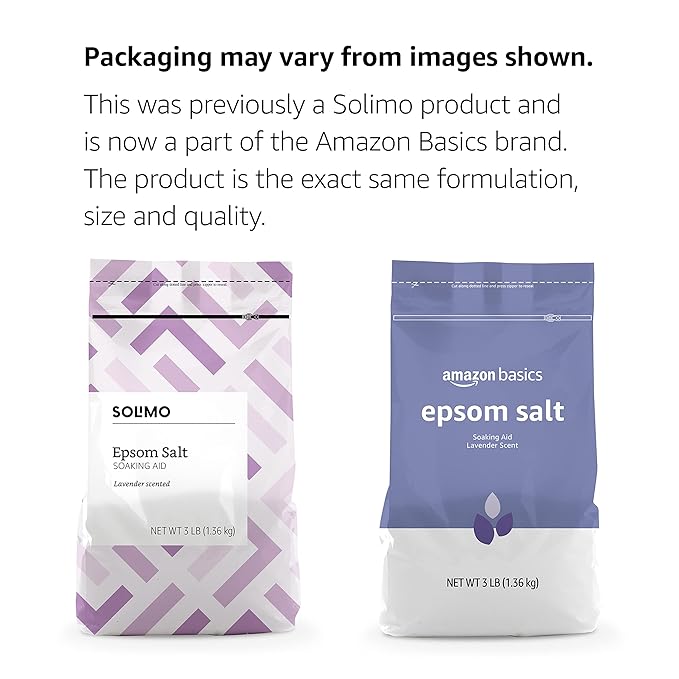 Amazon Basics Epsom Salt Soaking Aid, Lavender Scented, Relax & Relief, Resealable, 3 Pound, 1-Pack (Previously Solimo)