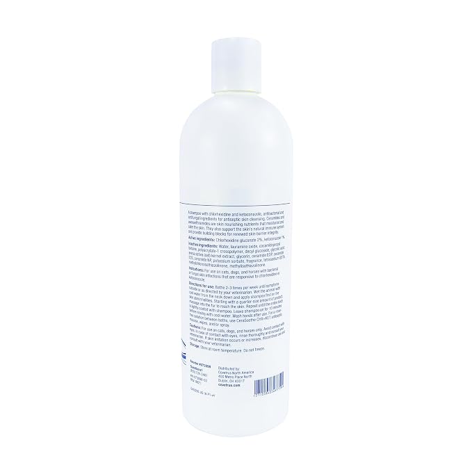 CeraSoothe CHX+KET Antiseptic Shampoo for Dogs, Cats & Horses – Chlorhexidine 2% & Ketoconazole 1% for Skin & Coat Cleansing, 16 oz