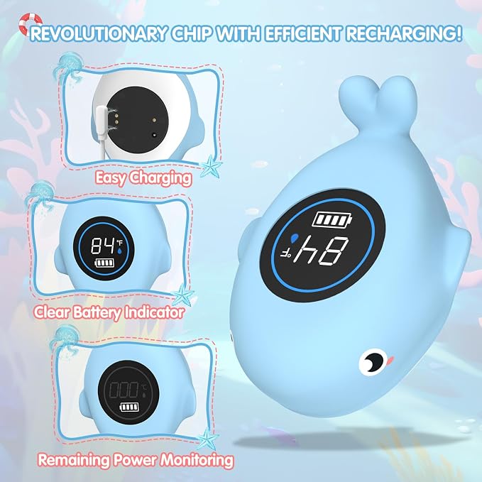 BabyElf Rechargeable Baby Bath Thermometer – Digital Water Thermometer with Safe Temperature Alert, Fast & Accurate Reading for Newborn Infant Toddler, Floating Bath Toy