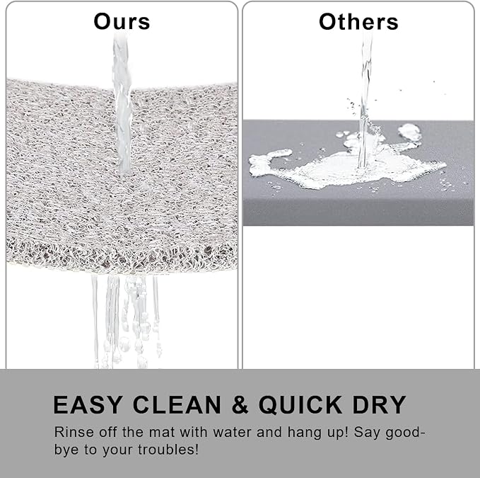 Nonslip Bathtub Mat, Anti Slip Bath Mat 0.6" Extra Thick, Quick Dry Bath Tub Anti Slip Shower Mat, Loofah Non-Slip Bath Mat for Tub Bathroom Pool Kitchen Entryway Home Hotel(Light Gray 24x24)