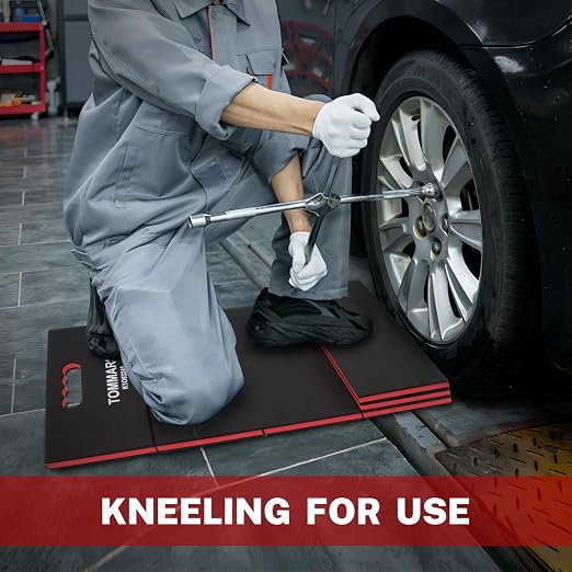 TOMMARS Heavy Duty Foldable Kneeling Pad 44.88", Thick Foam Work Mat with Handle & Tool Pockets, 5-Fold Mechanic Kneeling Pad Waterproof Non-Slip for Garage, Automotive Repair & Workshop | Five 15.35 x 7.48 x 0.9-Inch Panels, High-Density Foam, Tool Po...