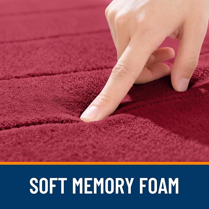 OLANLY Memory Foam Long Bathroom Rugs Runner 70x24, Super Soft Absorbent Bath Mat, Quick Dry, Machine Washable Shower Floor Rugs, Bathmat Carpet, Bathroom Home Decor Accessories, Burgundy