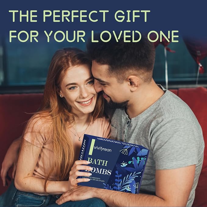 Bath Bombs for Men and Boys, Anniversary Birthday Gift Set, Stress Relief Bath Soak, Muscle Pain Relief, Organic Bath Bombs, with Essential Oils, Epsom Salt and Vitamin C, Non-Toxic, 6 Scents, 12 Pack