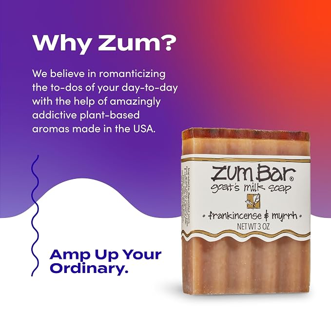 Zum Indigo Wild Goat's Milk Soap Bar - Bar Soap for Hands & Body Made with Essential Oils - 3 oz - Frankincense & Myrrh (6 Pack)