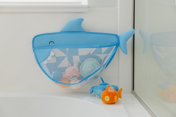 Copper Pearl Oceana Extra-Large Mesh Bath Toy Holder with Suction Cups: Quick-Dry Bath Toy Storage Net for Bathtub, Wally