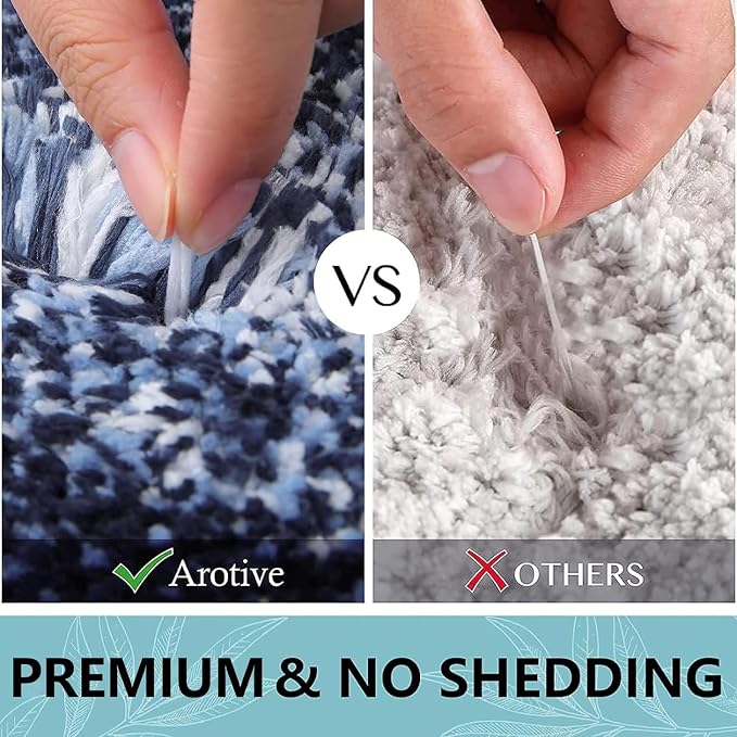 Arotive Microfiber Bathroom Rugs, Shaggy Soft and Absorbent Bath Rug, Thick Plush Machine Washable Dry Bath Mats for Bathroom, Tub and Shower, 40x24, Dark Blue, Rectangular