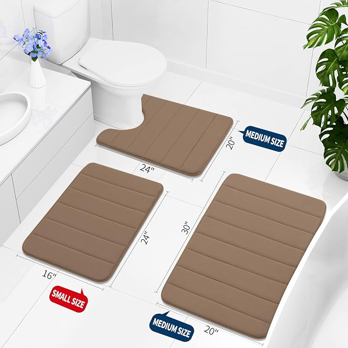 Buganda Memory Foam Bath Mat, 60" x 24", Ultra Soft Bathroom Rugs, Water Absorbent and Machine Washable Bath Rug Runner for Bathroom, Shower, and Tub, Mocha