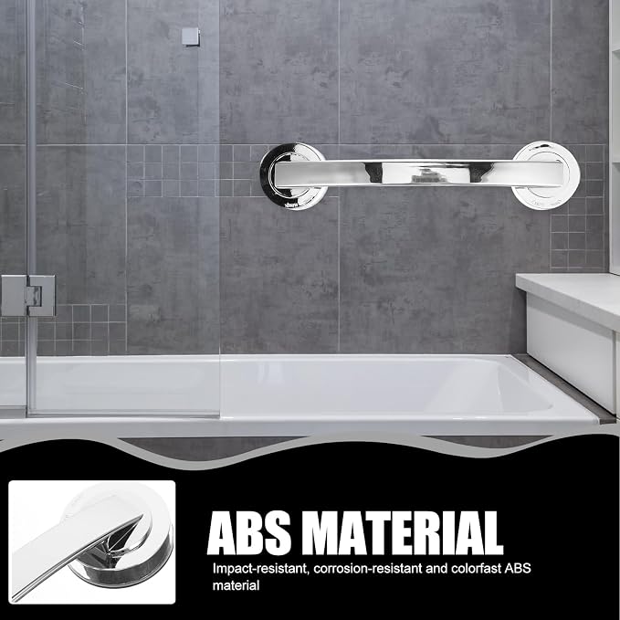 Hemobllo Bathroom Grab Bars for Seniors 11.81 Inch Suction Safety Handrail Chrome Tool-Free Install Bathtub and Shower Armrest for Elderly and Disabled Stable Support for Bathroom and Toilet