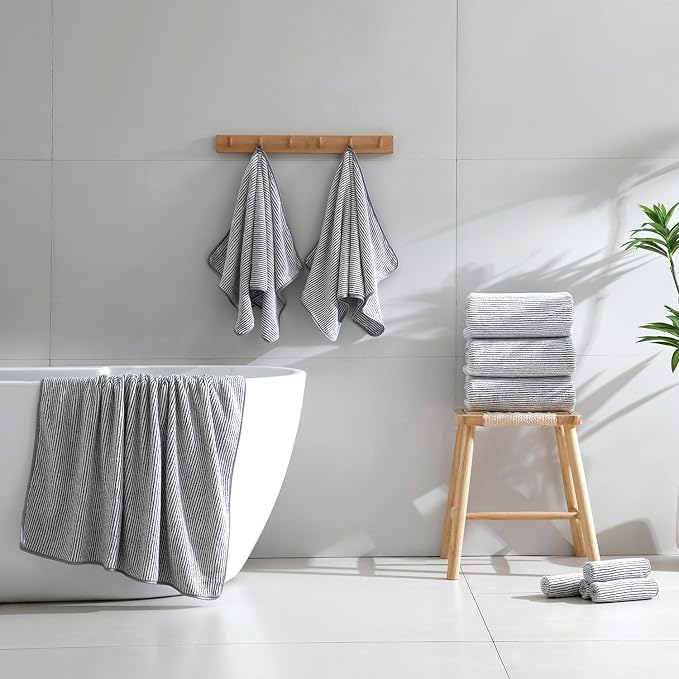4 Piece Bath Towel Set 35"x70"Oversized Bath Towel for Bathroom Ultra Soft Fluffy Extra Large Bath Sheet Luxury Premium Bathroom Towel Highly Absorbent Quick Dry Shower Towel for Hotel Spa,Brown White
