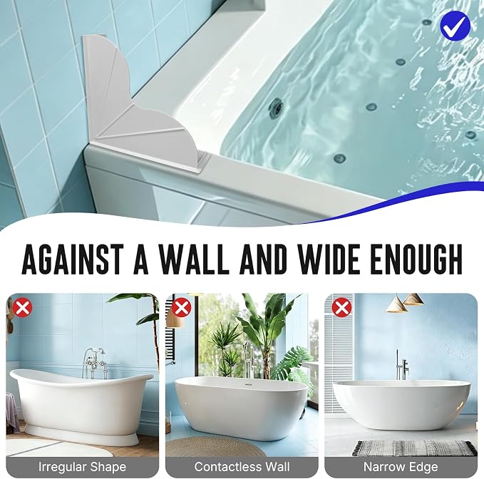 BUCABUCA 2-Pack Silicone Shower Splash Guard with Strong Suction Cups, No Adhesive L-Shaped Bathroom Water Splash Blocker, Reusable Silicone Water Guard for Bathtub, Washbasin, Kitchen Sink (Grey)