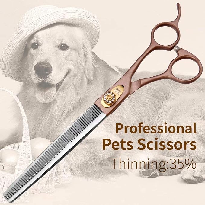 Professional Thinning Scissors for Dog Cat 7.5'' Pet Grooming Scissors 440C Stainless Steel Thinning Shears for Dogs 50/56 Teeth