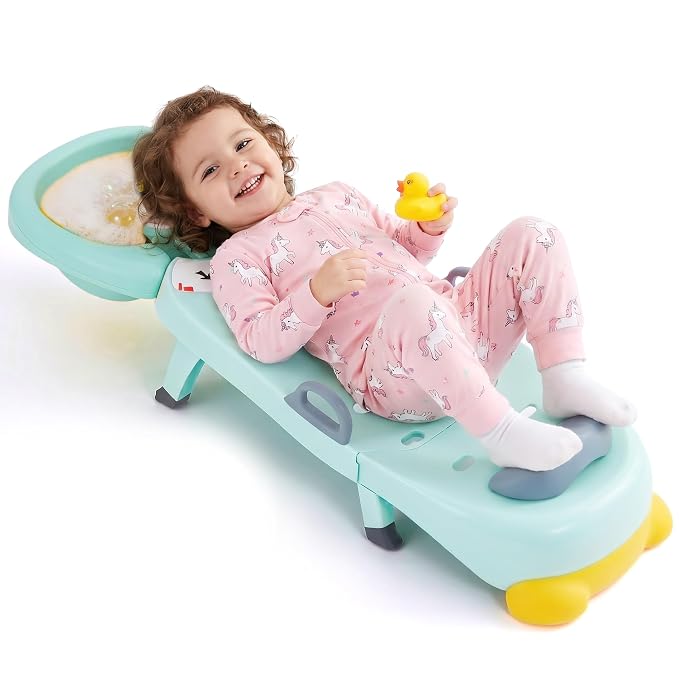 Hair Washing Station for Kids Children's Shower Seat - Toddler Portable Hairwashing Station for Home - Baby Hair Wash Bath Seat Adjustable Shampoo Chair for 0 to 16 Years Old