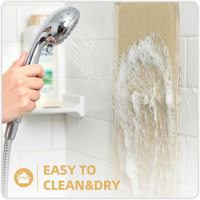 Upgraded Anti Slip Shower Mat for Inside Shower,Non Slip Bathtub Mat with Suction Cups,Shower Floor Mat,Scrubber Mats,Easy to Clean,Quick Dry,Easy Drainage,Loofah Bath Mat for Tub,Beige,17''x32''