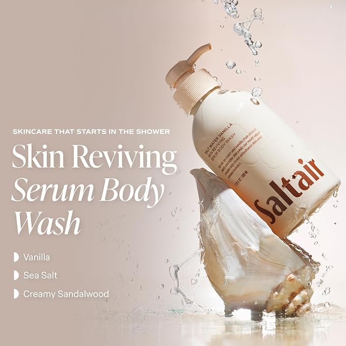 Saltair Body Wash 2-Pack – Salt Water Vanilla – Moisturizing Body Wash with Multi-Algae Complex – Scented Shower Gel for Women and Men – 2x 17oz – Vegan, Cruelty-Free, Paraben-Free