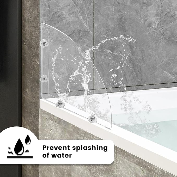 Daily Treasures 2Pcs Removable 10.6"x10.6" Large Shower Splash Guard with Silicone Sucker, Reusable Splash Guard for Shower, 3MM Thickened Bathtub Splash Guard,Detachable Bathtub Splash Guard for Tub