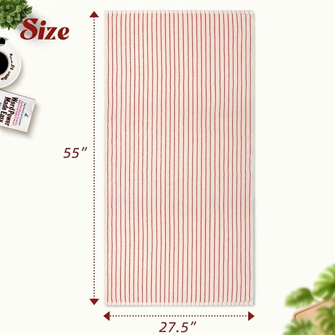 Jacquotha Striped Bath Towels Set of 2 (Coral Red), Lighter & Quick Dry Towels Large 27.5 x 55 inches, Farmhouse for Bathroom Decor, Shower, Pool Days